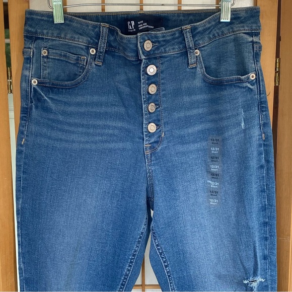 Gap High Rise Distressed Buttoned Jean Legging SZ 12/31 Short NWOT - Picture 7 of 13